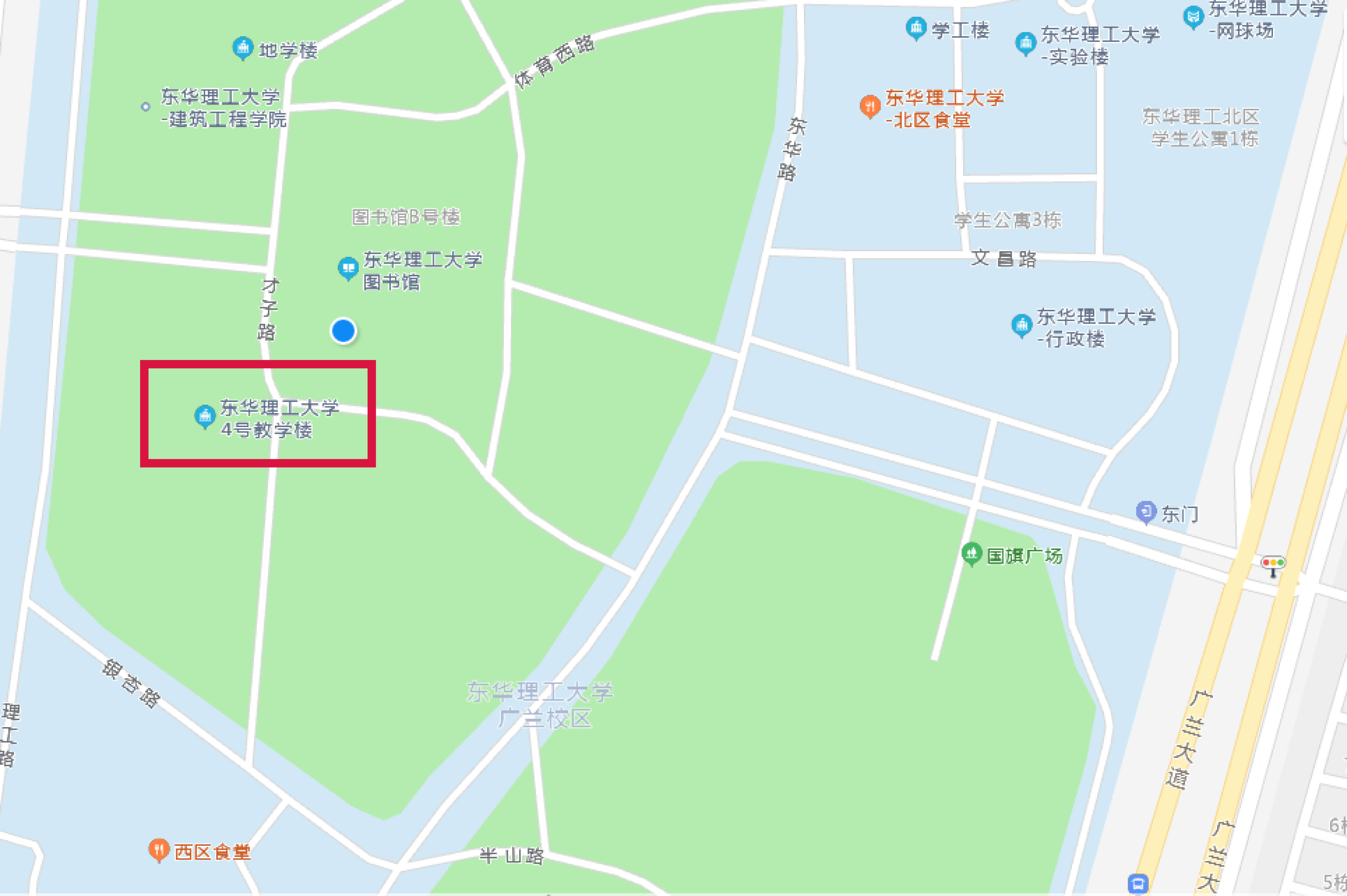 广兰大道418号4号教学楼阶20(高德地图搜索"东华理工大学4号教学楼")